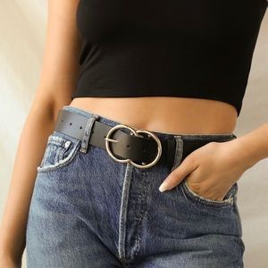 Lulus black double buckle belt